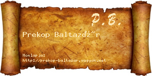 Prekop Baltazár névjegykártya